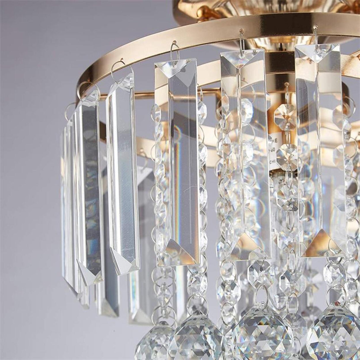 Hallway Geometric Crystal Semi-Flush Mount Ceiling Lamp Image - 12