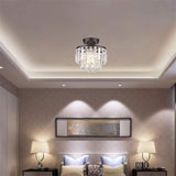 Hallway Geometric Crystal Semi-Flush Mount Ceiling Lamp Image - 3