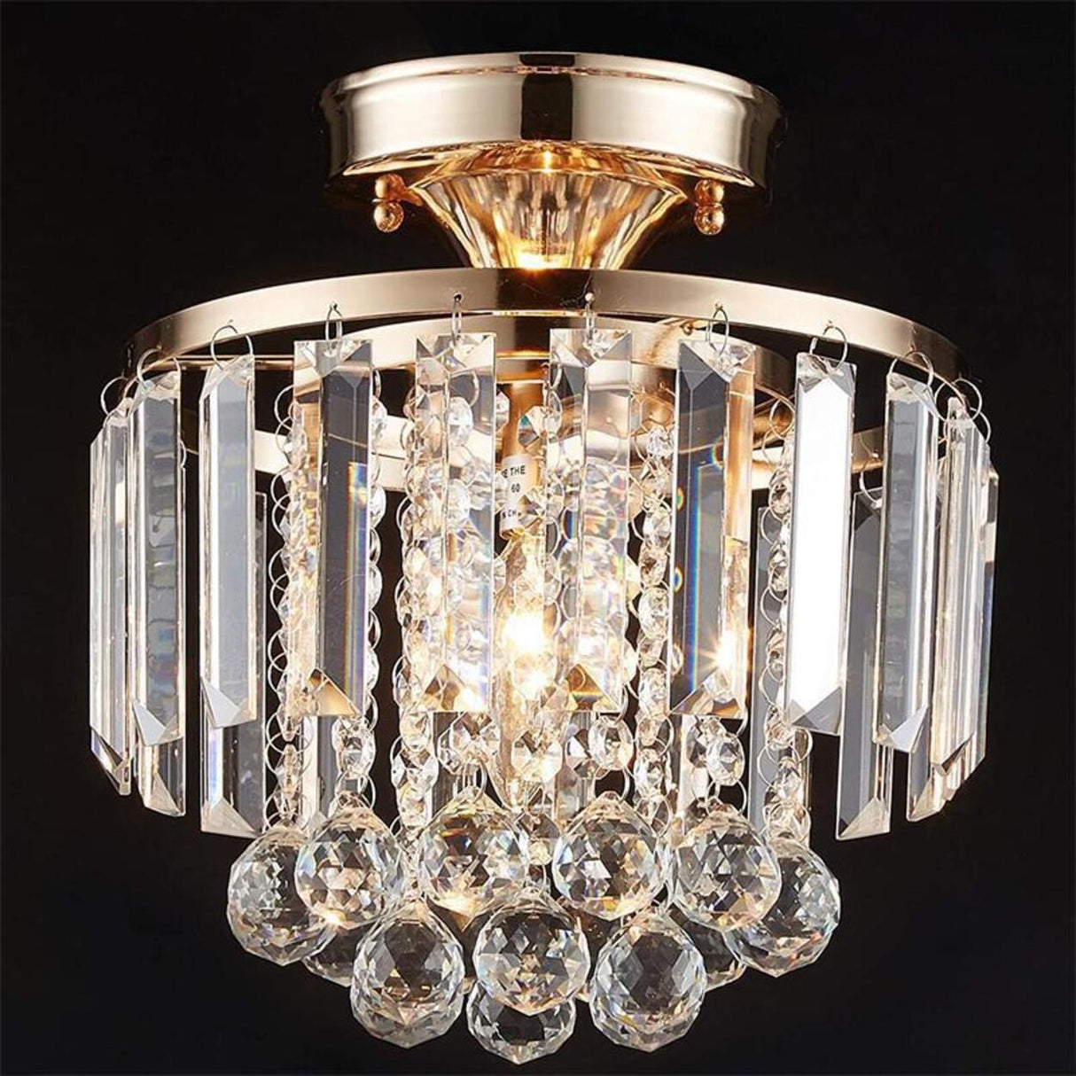 Hallway Geometric Crystal Semi-Flush Mount Ceiling Lamp Image - 7