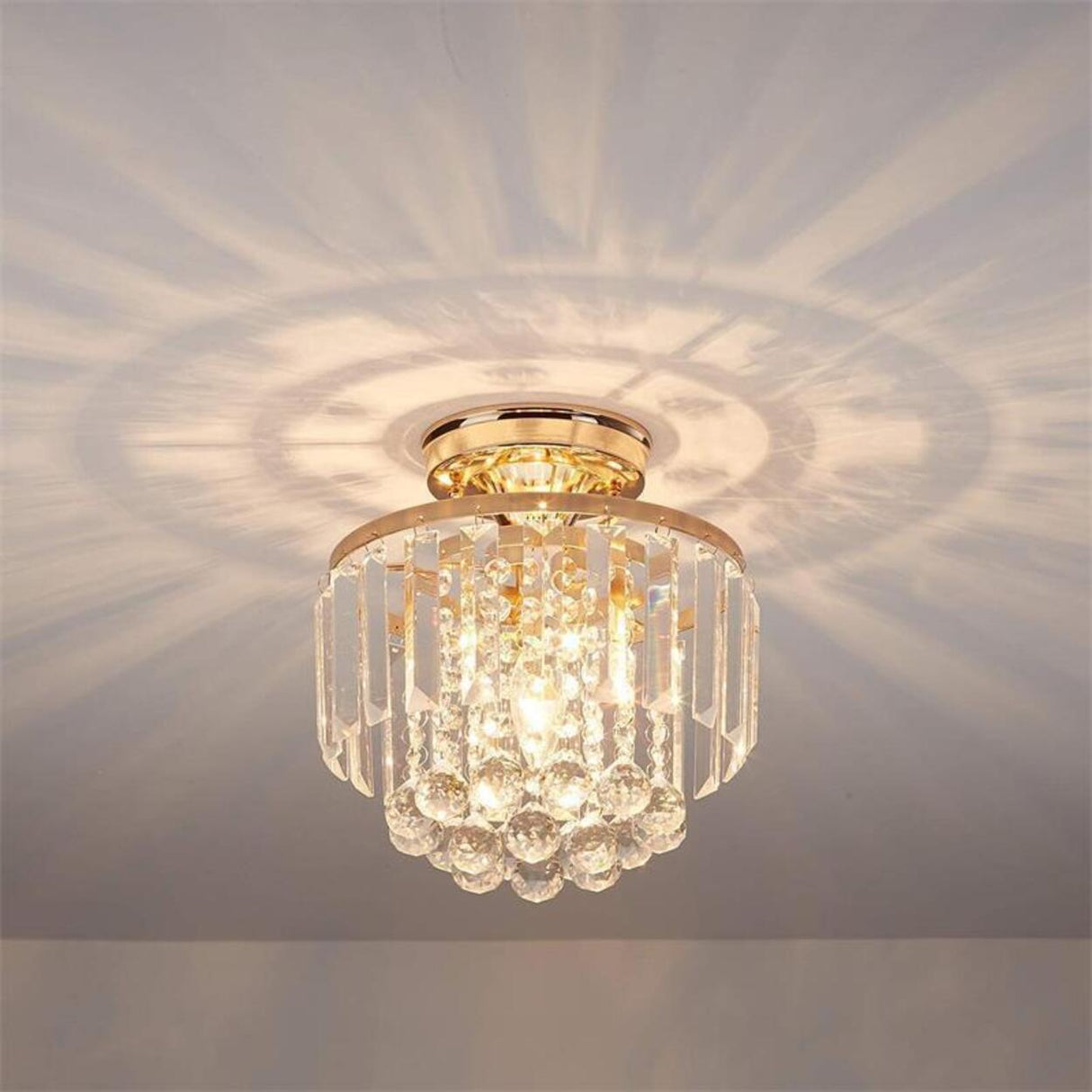 Hallway Geometric Crystal Semi-Flush Mount Ceiling Lamp Image - 8