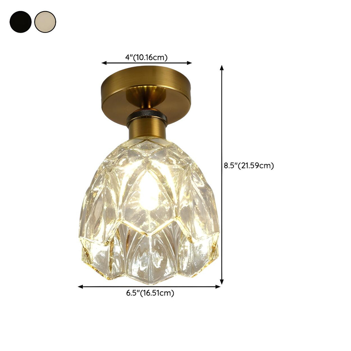 Hallway Glass Cup-Shaped Black Semi-Flush Mount Light Image - 17