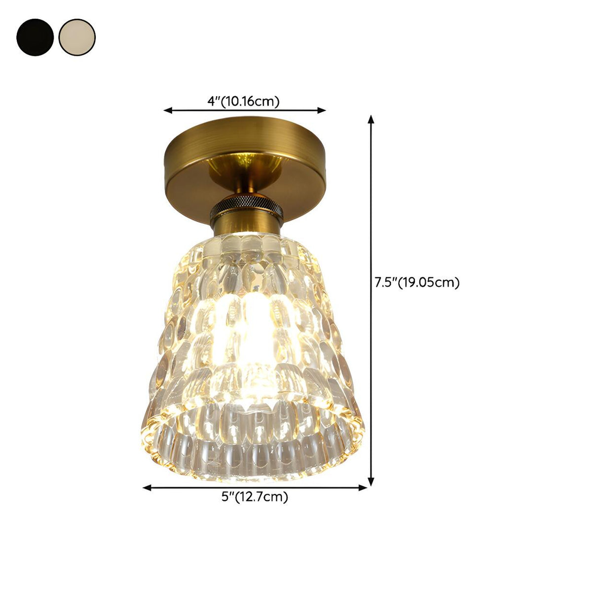 Hallway Glass Cup-Shaped Black Semi-Flush Mount Light Image - 18