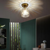 Hallway Glass Cup-Shaped Black Semi-Flush Mount Light Image - 4