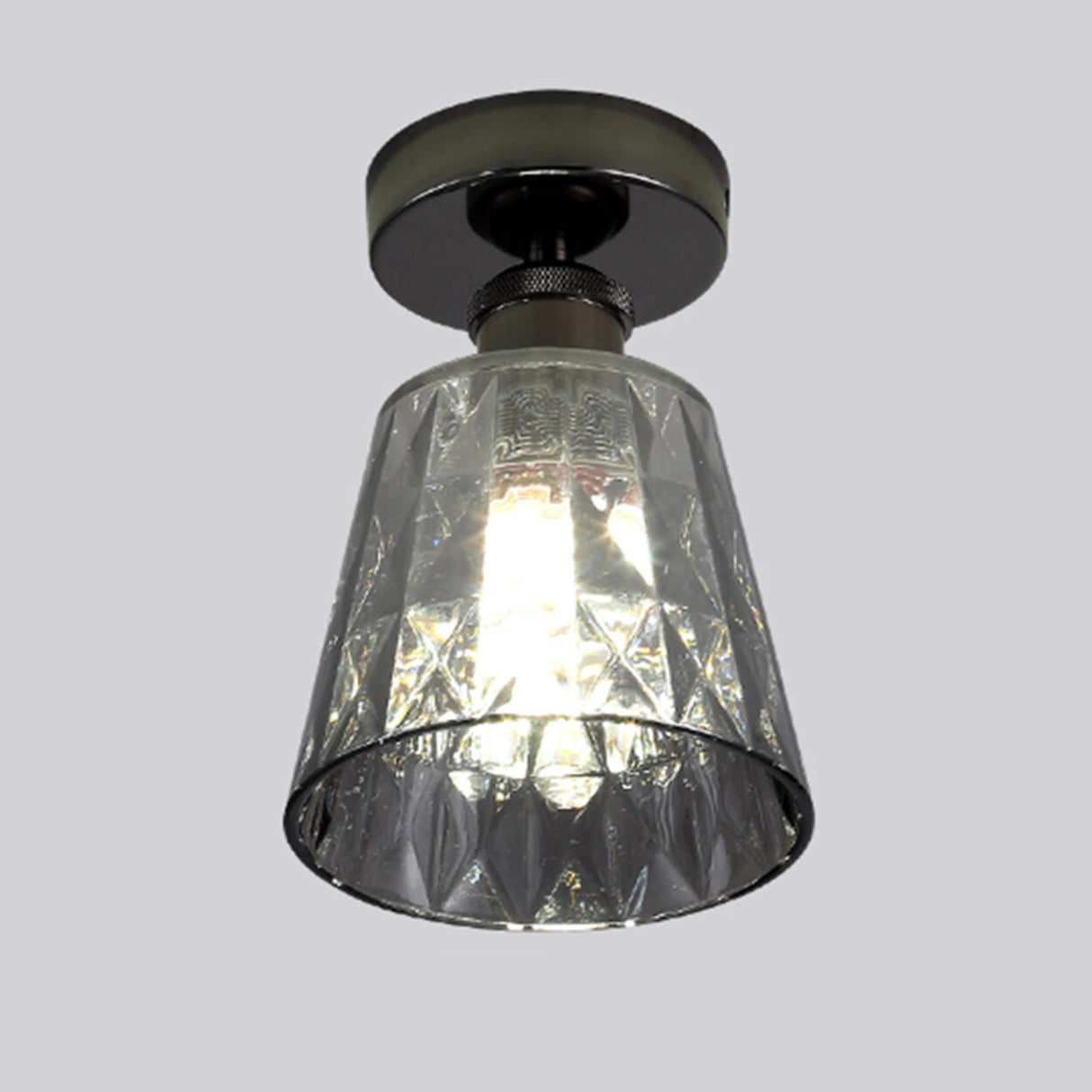 Hallway Glass Cup-Shaped Black Semi-Flush Mount Light Image - 6