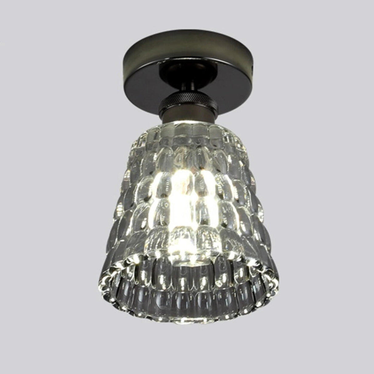 Hallway Glass Cup-Shaped Black Semi-Flush Mount Light Image - 7