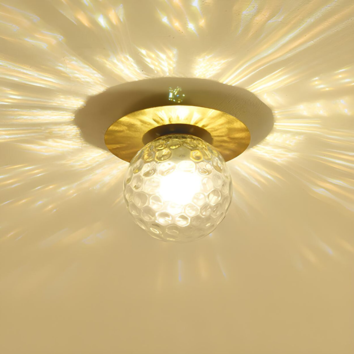 Hallway Glass Globe Gold Semi-Flush Mount Ceiling Light Image - 10