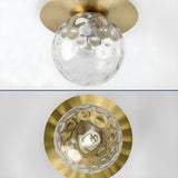 Hallway Glass Globe Gold Semi-Flush Mount Ceiling Light Image - 11