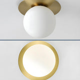 Hallway Glass Globe Gold Semi-Flush Mount Ceiling Light Image - 12