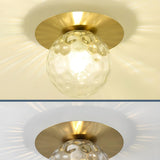 Hallway Glass Globe Gold Semi-Flush Mount Ceiling Light Image - 13