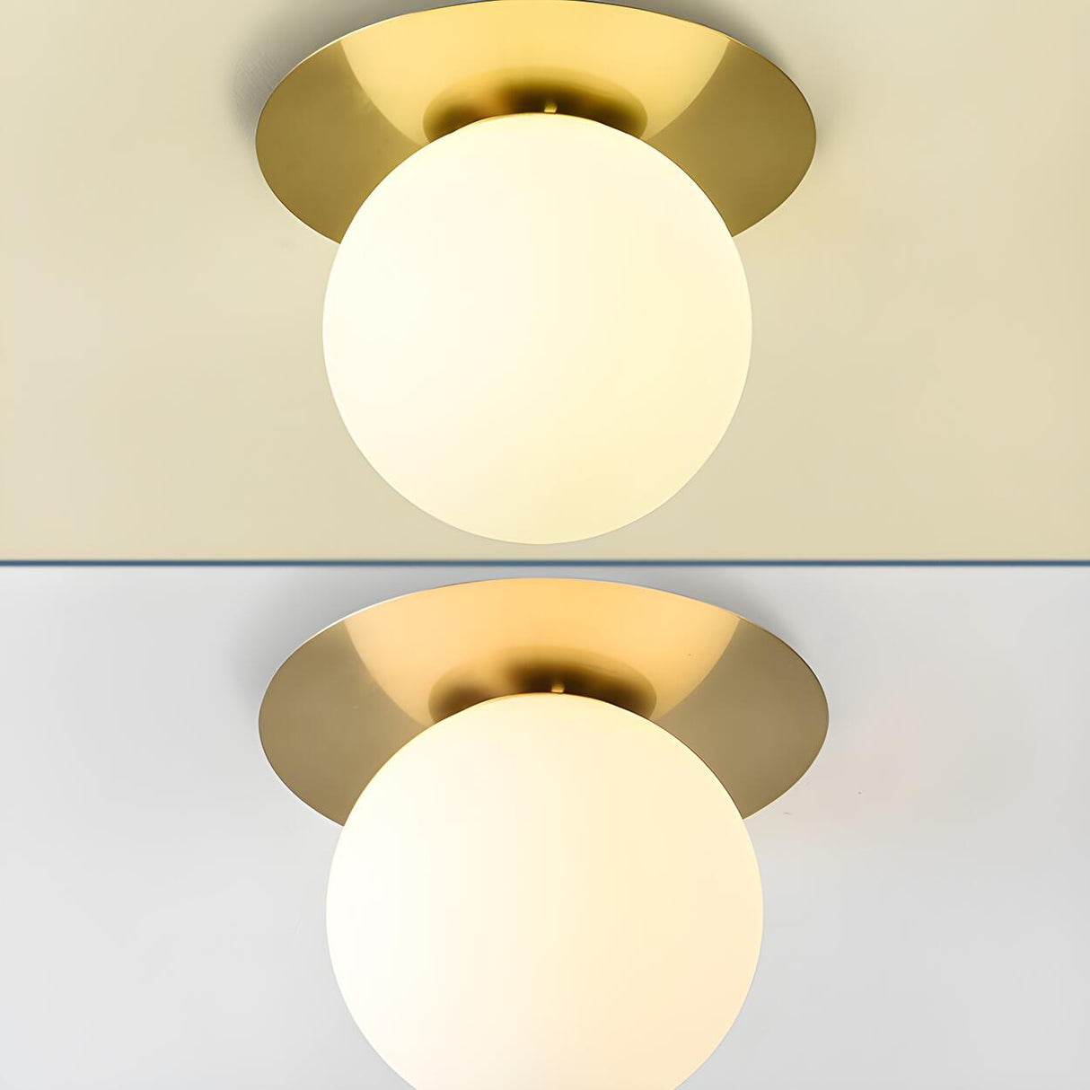 Hallway Glass Globe Gold Semi-Flush Mount Ceiling Light Image - 14