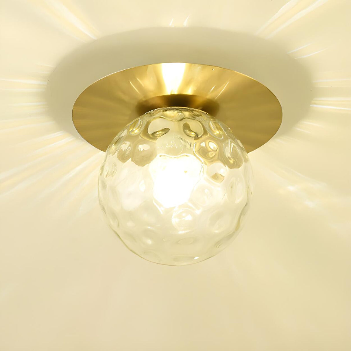 Hallway Glass Globe Gold Semi-Flush Mount Ceiling Light Image - 16