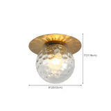 Hallway Glass Globe Gold Semi-Flush Mount Ceiling Light #size