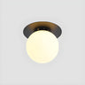 Hallway Glass Globe Gold Semi-Flush Mount Ceiling Light Image - 5