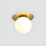 Hallway Glass Globe Gold Semi-Flush Mount Ceiling Light Image - 6