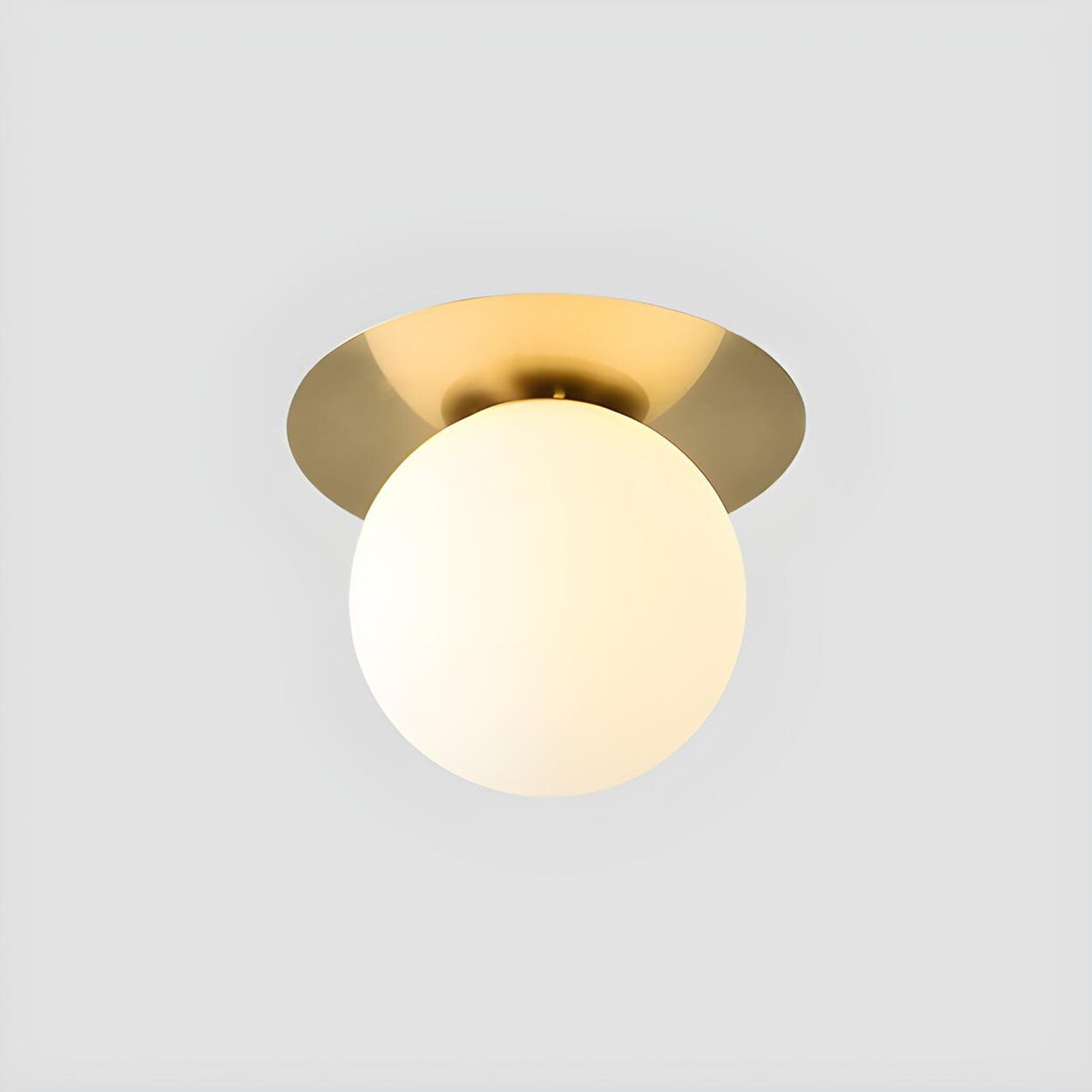 Hallway Glass Globe Gold Semi-Flush Mount Ceiling Light Image - 7