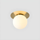 Hallway Glass Globe Gold Semi-Flush Mount Ceiling Light Image - 7