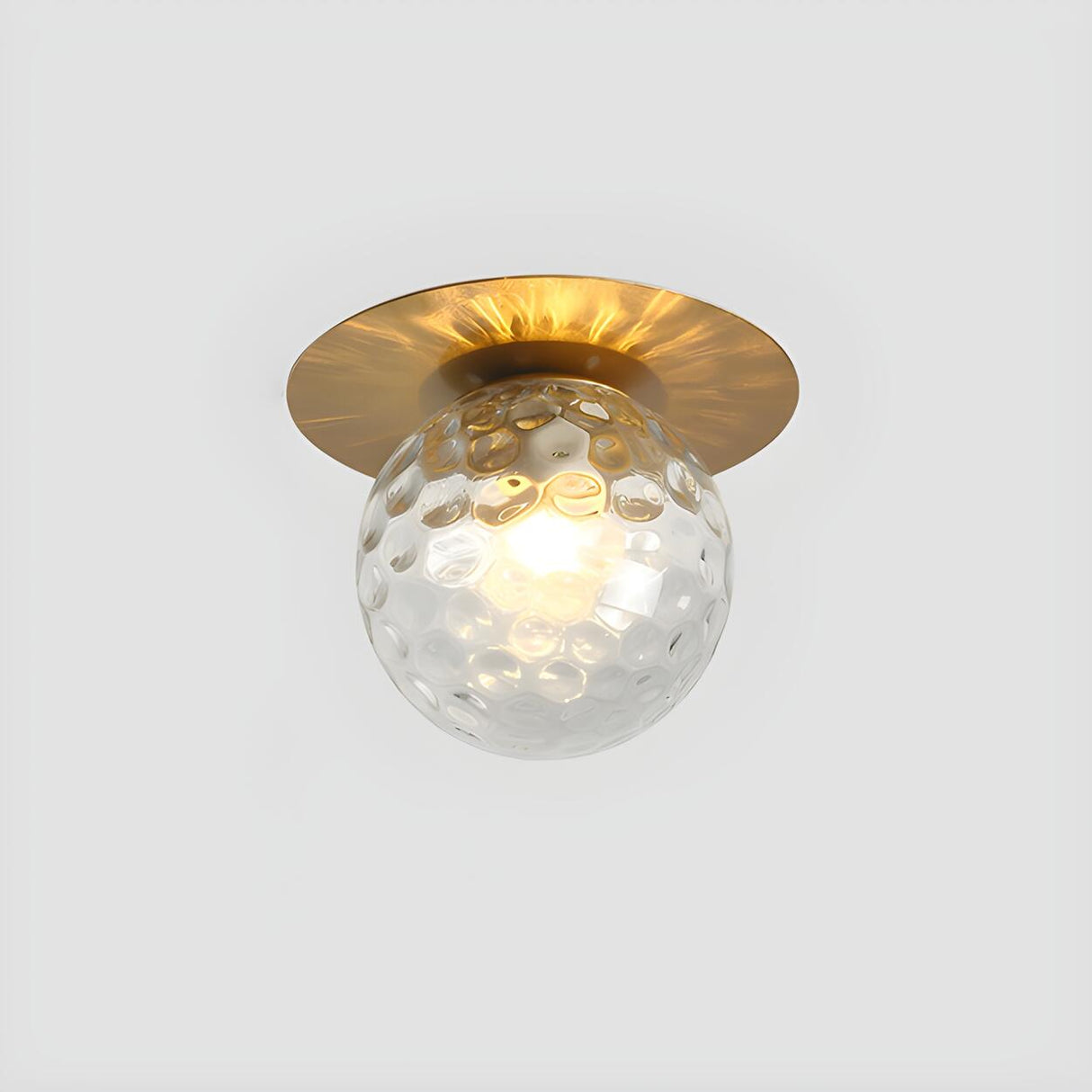 Hallway Glass Globe Gold Semi-Flush Mount Ceiling Light Image - 8