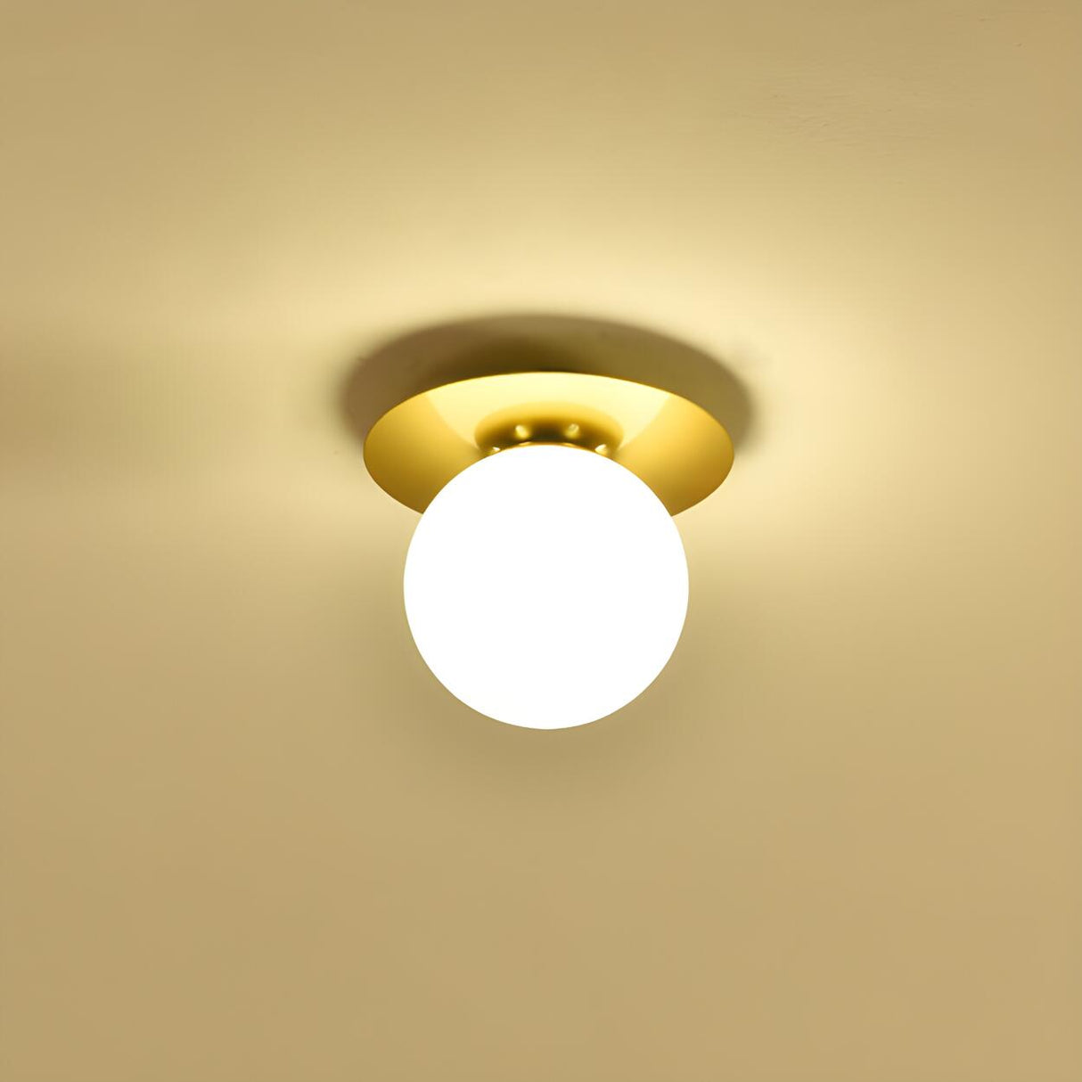 Hallway Glass Globe Gold Semi-Flush Mount Ceiling Light Image - 9