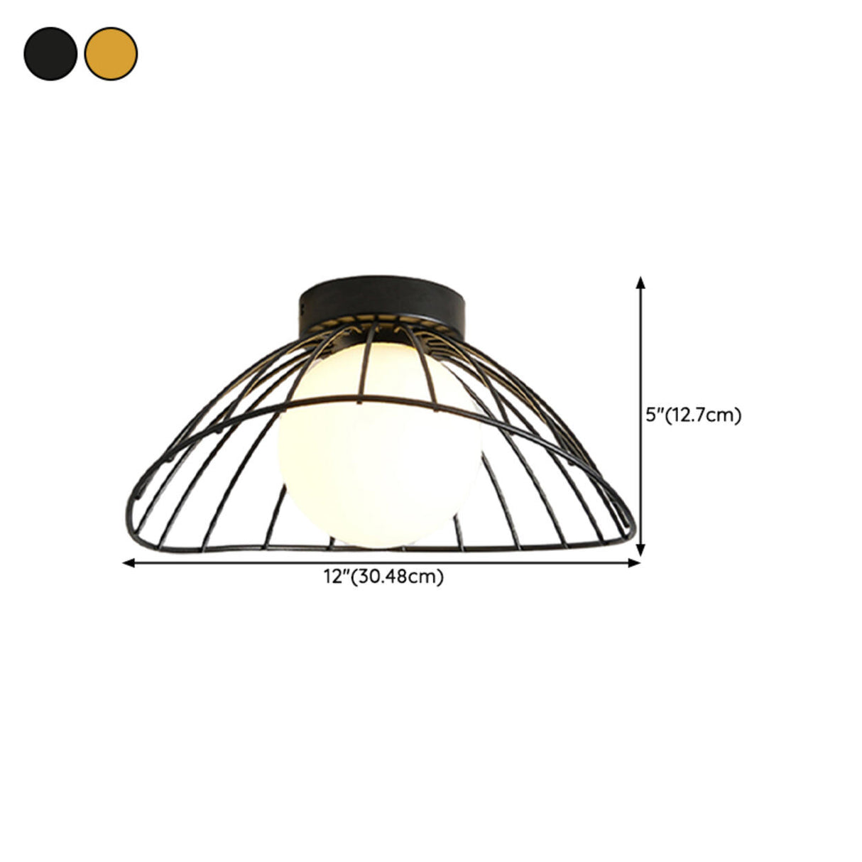 Hallway Globe Metal 2-Tier Cage Semi-Flush Mount Light 