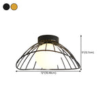 Hallway Globe Metal 2-Tier Cage Semi-Flush Mount Light #size