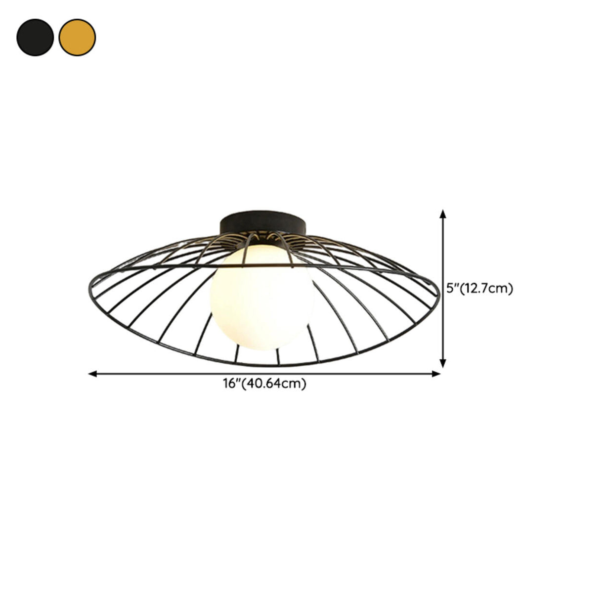 Hallway Globe Metal 2-Tier Cage Semi-Flush Mount Light Image - 17