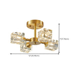 Hallway Gold Crystal Cube Semi-Flush Mount Lamp 3-Light Image - 14