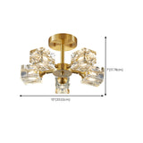 Hallway Gold Crystal Cube Semi-Flush Mount Lamp 3-Light Image - 15