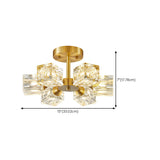 Hallway Gold Crystal Cube Semi-Flush Mount Lamp 3-Light Image - 16