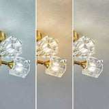 Hallway Gold Crystal Cube Semi-Flush Mount Lamp 3-Light Image - 4