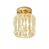 Hallway Gold Crystal Cylinder Semi-Flush Mount Light Image - 5