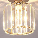 Hallway Gold Crystal Cylinder Semi-Flush Mount Light Image - 8