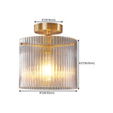 Hallway Gold Cylinder Clear Glass Semi-Flush Mount Lamp #size