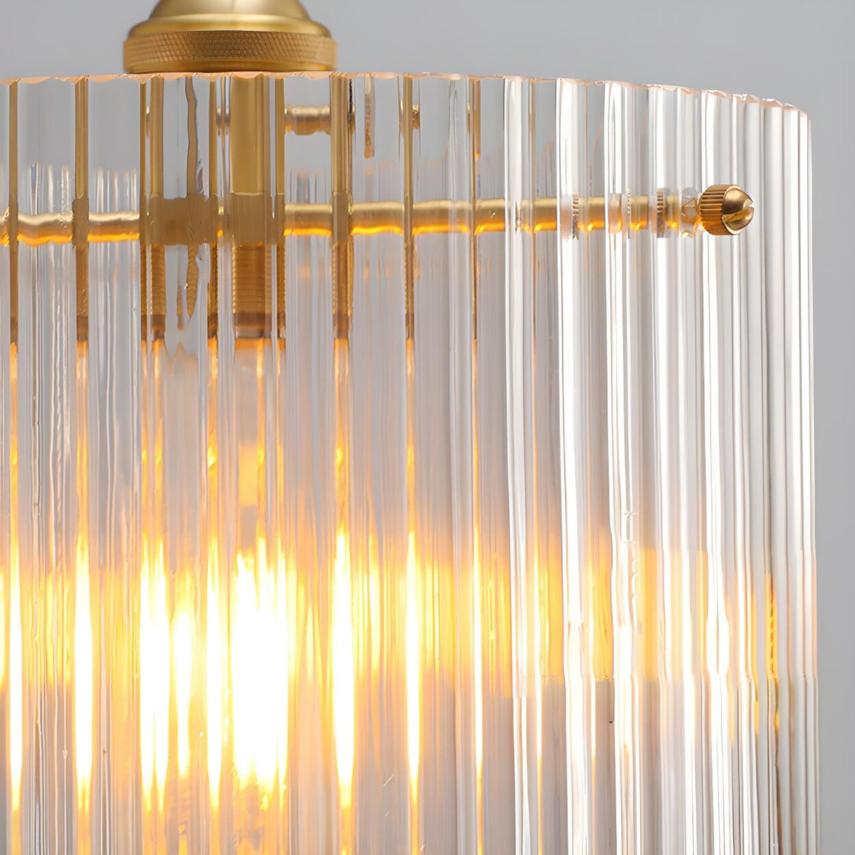 Hallway Gold Cylinder Clear Glass Semi-Flush Mount Lamp Image - 9