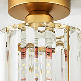 Hallway Gold Cylinder Crystal Semi-Flush Mount Light Image - 12