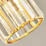 Hallway Gold Cylinder Crystal Semi-Flush Mount Light Image - 14