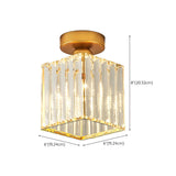 Hallway Gold Cylinder Crystal Semi-Flush Mount Light #size