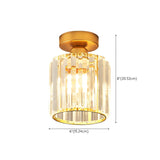 Hallway Gold Cylinder Crystal Semi-Flush Mount Light Image - 17