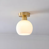 Hallway Gold Cylinder Semi-Flush Mount Ceiling Lamp Image - 12