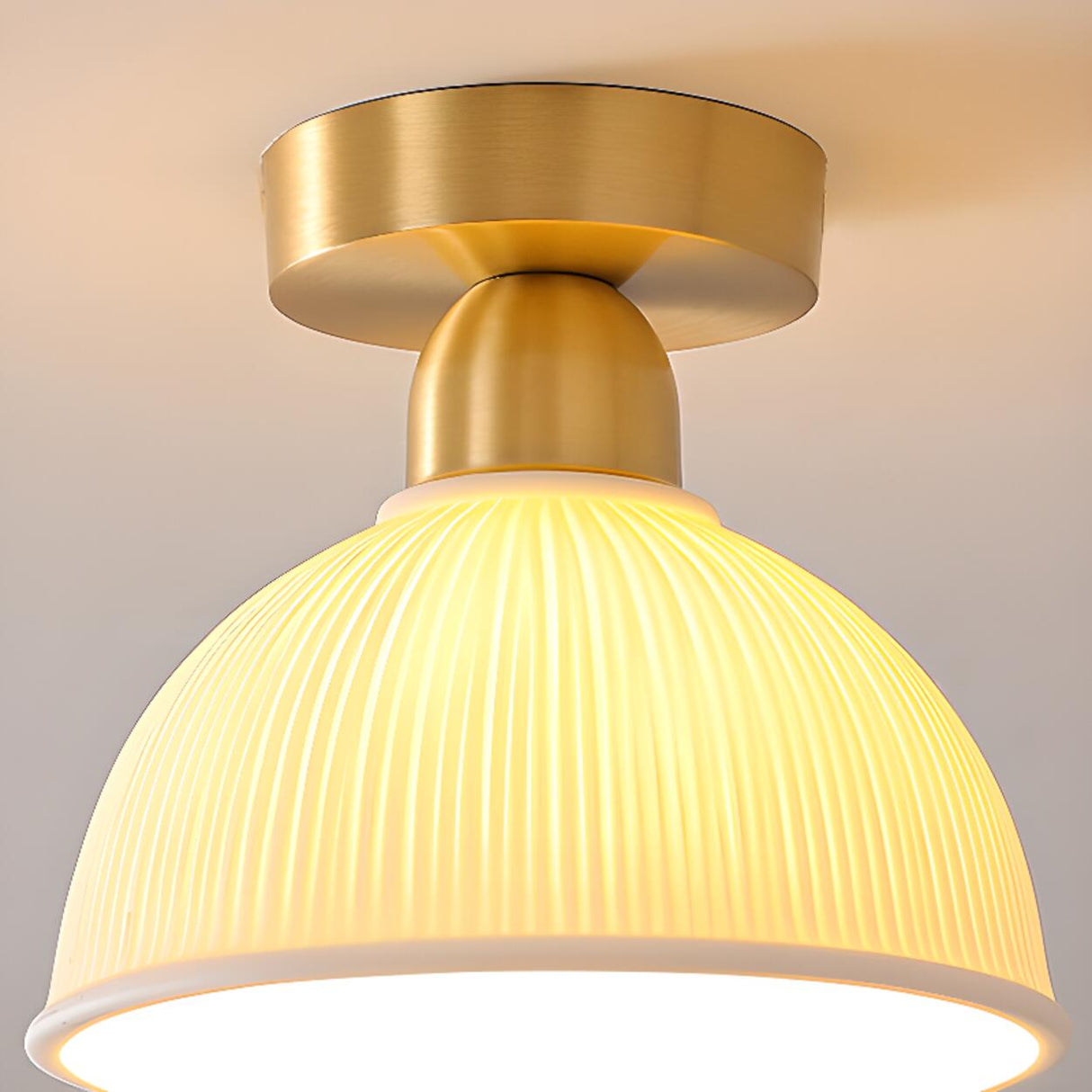 Hallway Gold Cylinder Semi-Flush Mount Ceiling Lamp Image - 16