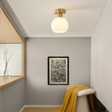 Hallway Gold Cylinder Semi-Flush Mount Ceiling Lamp Image - 2