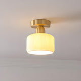 Hallway Gold Cylinder Semi-Flush Mount Ceiling Lamp Image - 6