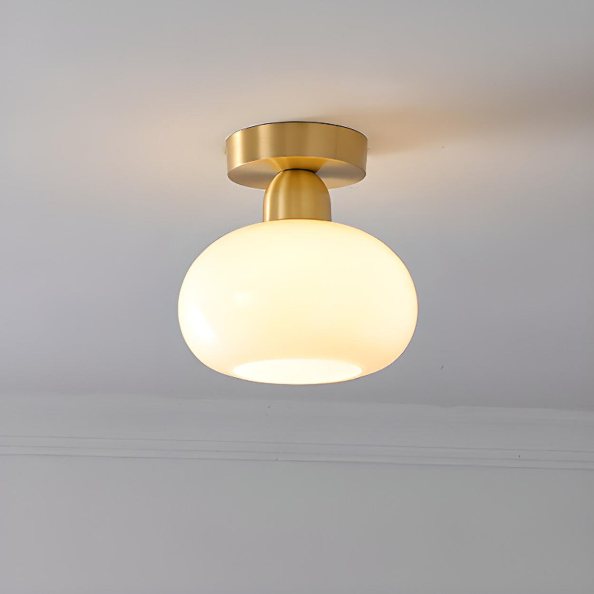 Hallway Gold Cylinder Semi-Flush Mount Ceiling Lamp Image - 7