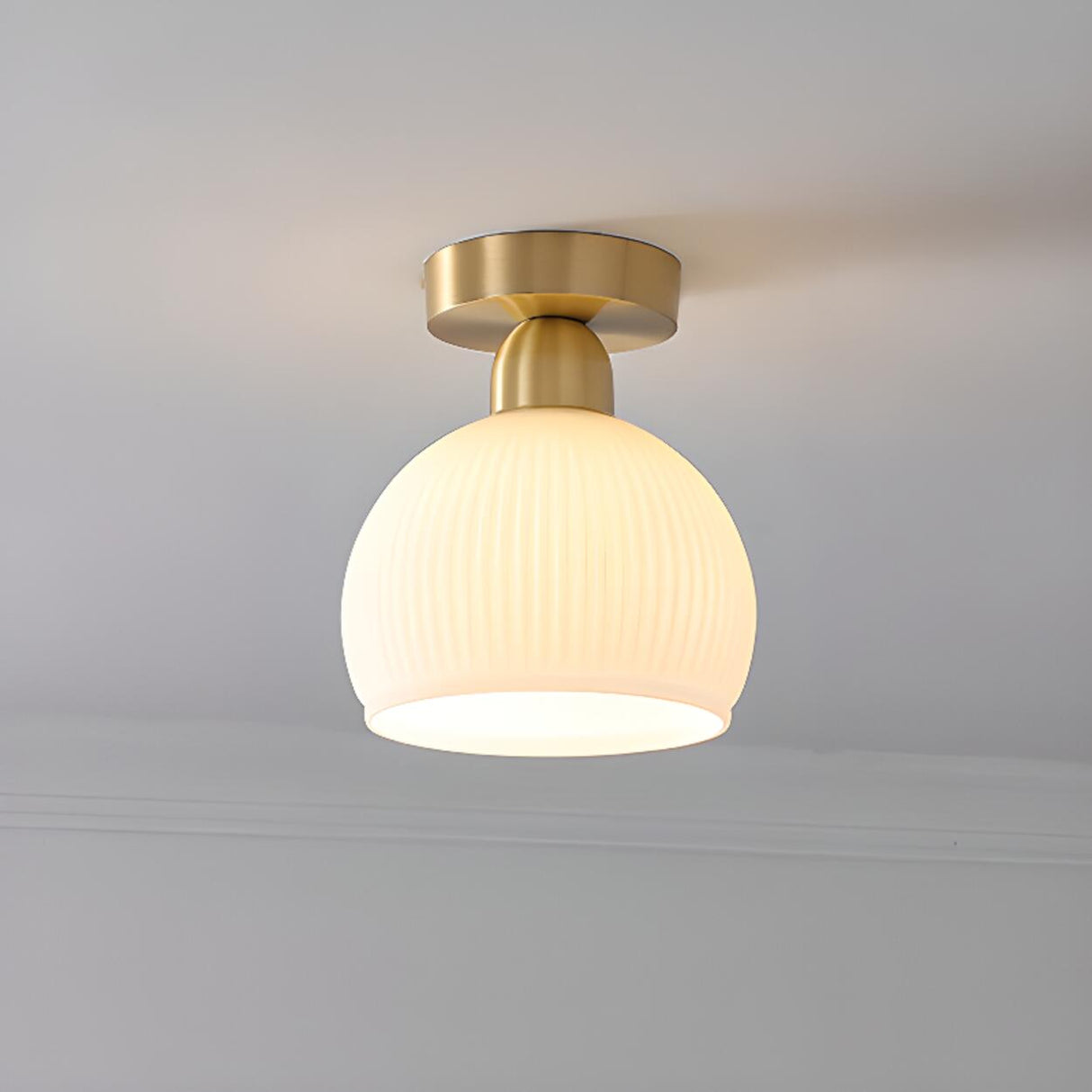 Hallway Gold Cylinder Semi-Flush Mount Ceiling Lamp Image - 9