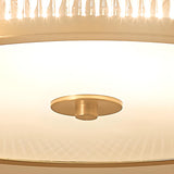 Hallway Gold Drum Ribbed Glass Semi-Flush Mount Light Image - 10