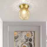 Hallway Gold Globe Glass Semi-Flush Mount Ceiling Light Image - 1