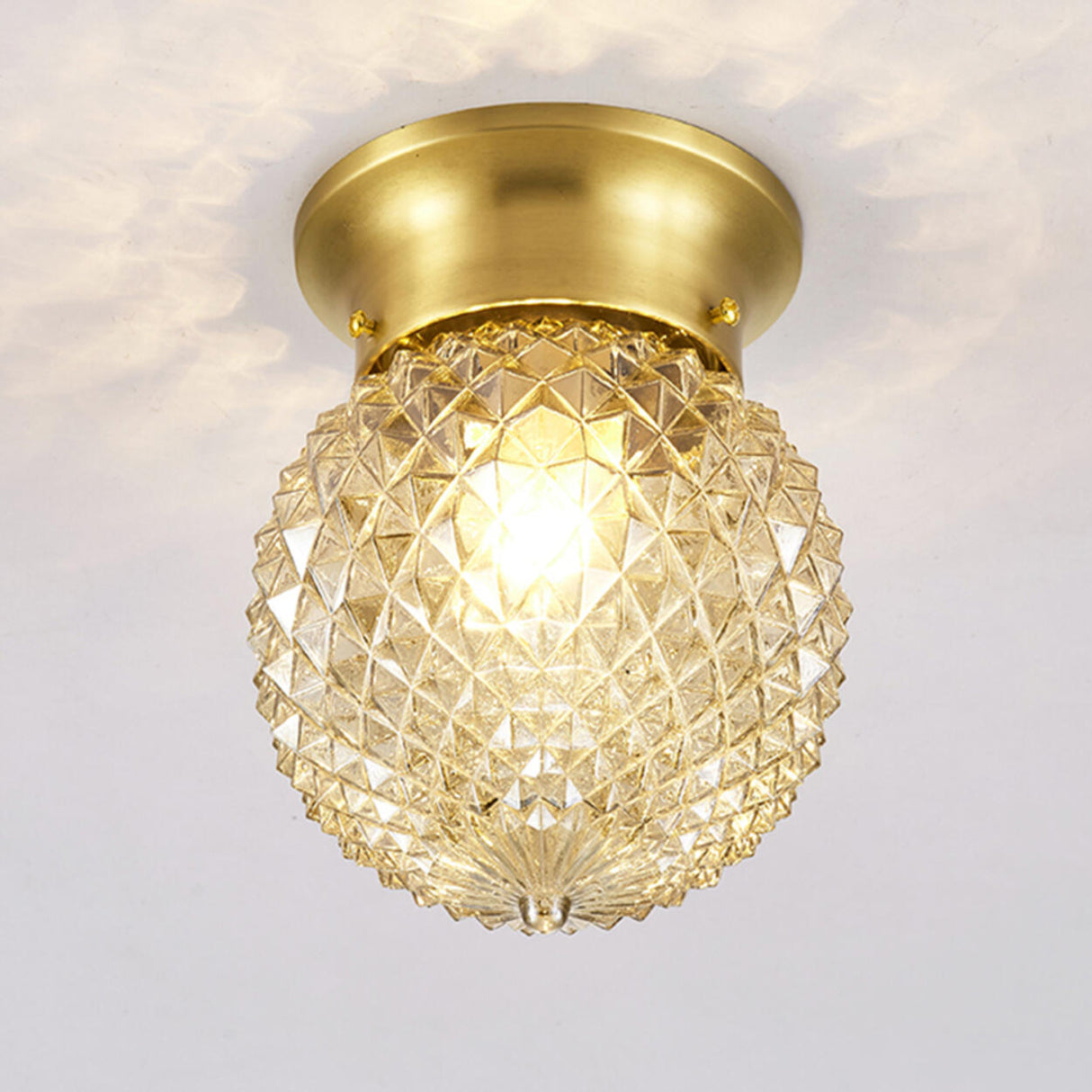 Hallway Gold Globe Glass Semi-Flush Mount Ceiling Light Image - 10