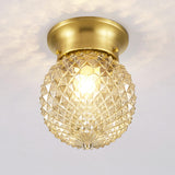 Hallway Gold Globe Glass Semi-Flush Mount Ceiling Light Image - 10