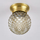 Hallway Gold Globe Glass Semi-Flush Mount Ceiling Light Image - 11