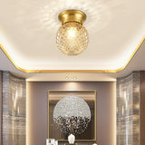 Hallway Gold Globe Glass Semi-Flush Mount Ceiling Light Image - 12