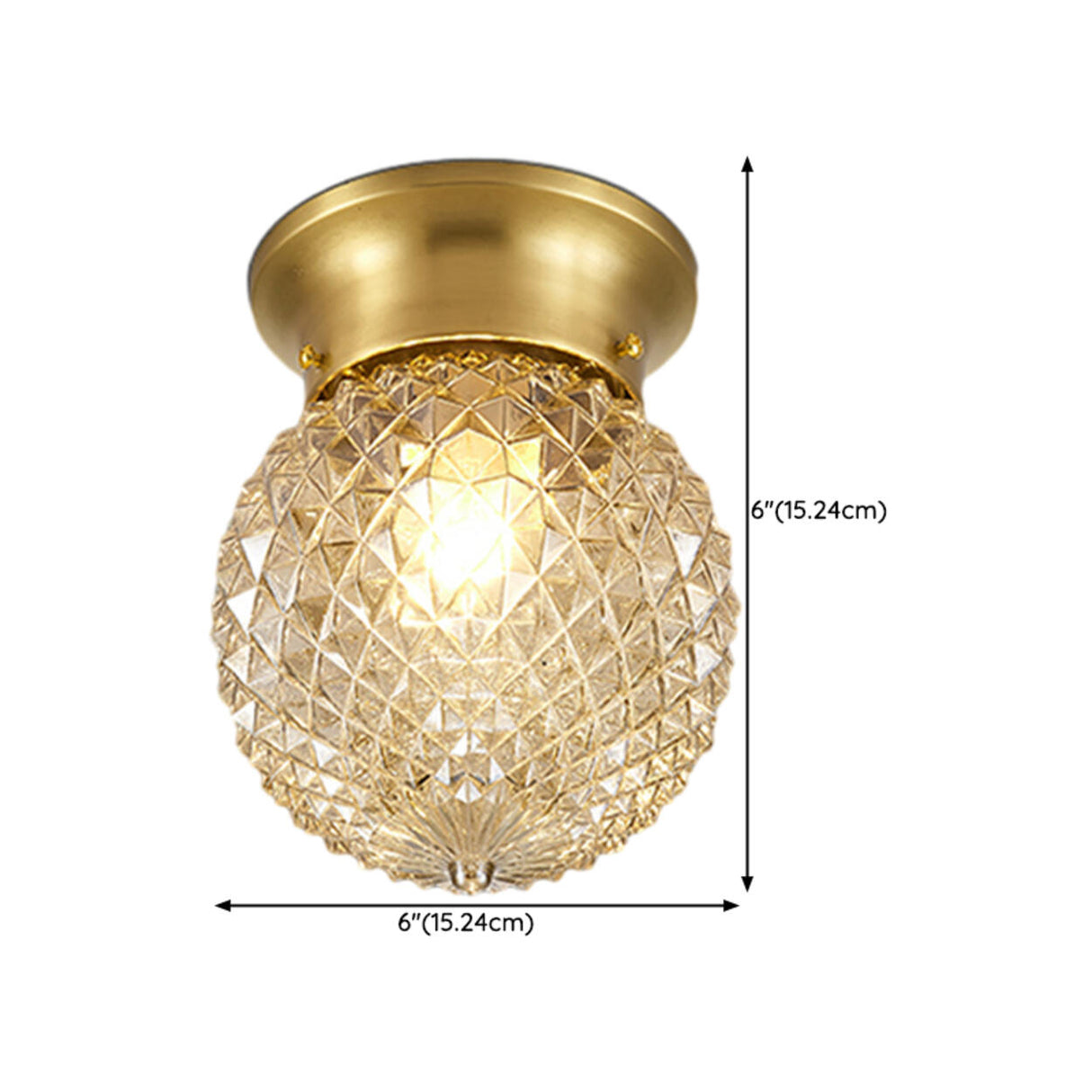 Hallway Gold Globe Glass Semi-Flush Mount Ceiling Light 